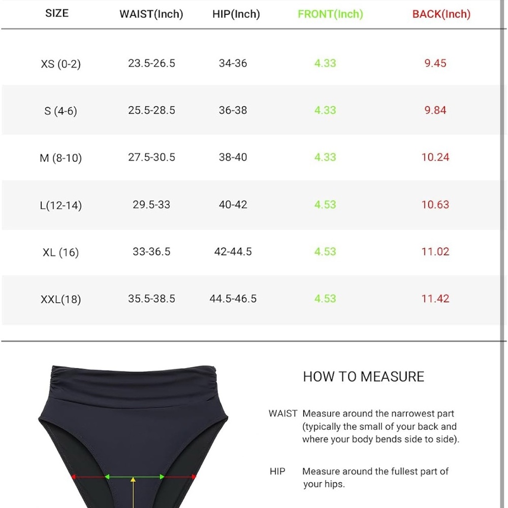 Holipick Women High Waisted Bikini Bottoms Tummy Control Swimsuit M - Picture 2 of 6